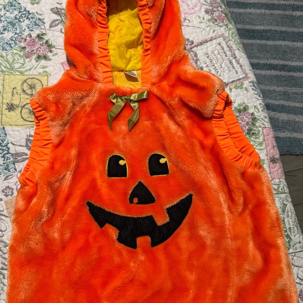 Orange and Black Halloween Pumpkin Costume with Hood